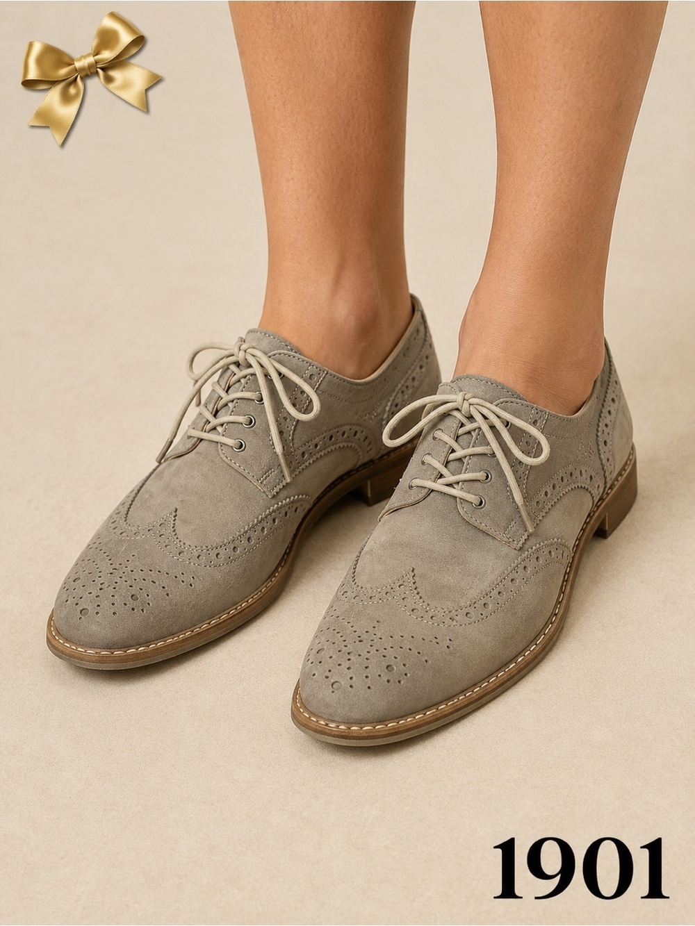 1901 Leather Wingtip Oxford Dress Shoes Gray Size 8.5